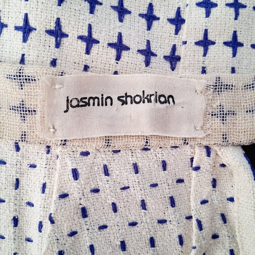 Jasmin Shokrian Silk Pencil Skirt Blue Embroidered Plus Sign 2 Piece Lot SZ 10 L - Picture 14 of 16